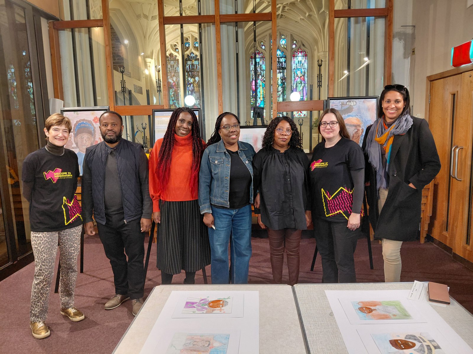 The team and partners at the Written in the Records exhibition, St Mary’s Church, Putney