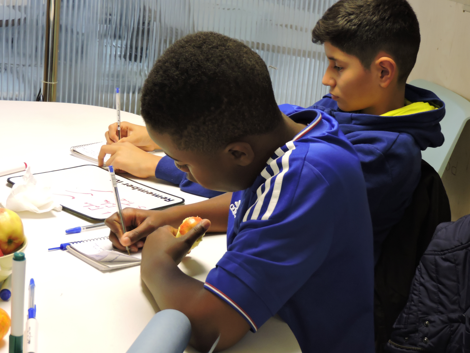 Students working through study-skills exercises